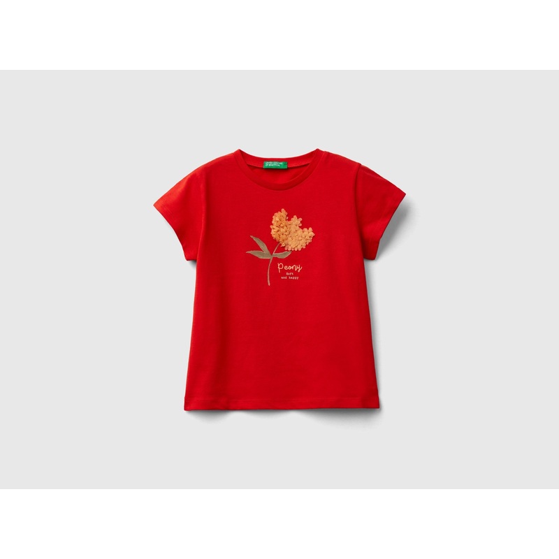 T-Shirt With Petal Effect Applique
