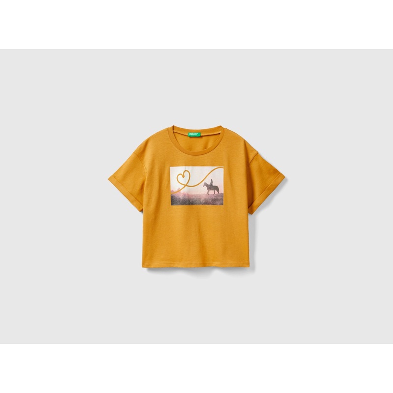 T-Shirt With Photographic Horse Print