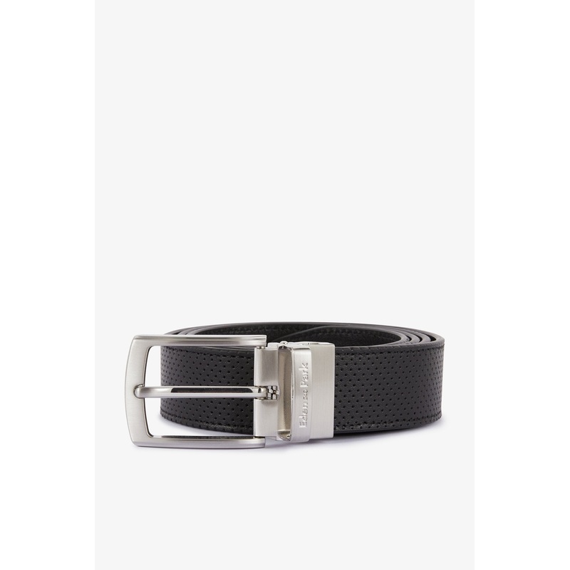 Black Leather Belt With 2 Metal Buckles
