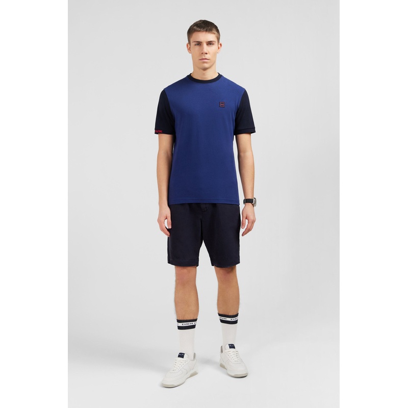 Dark Blue Colour-Block T-Shirt