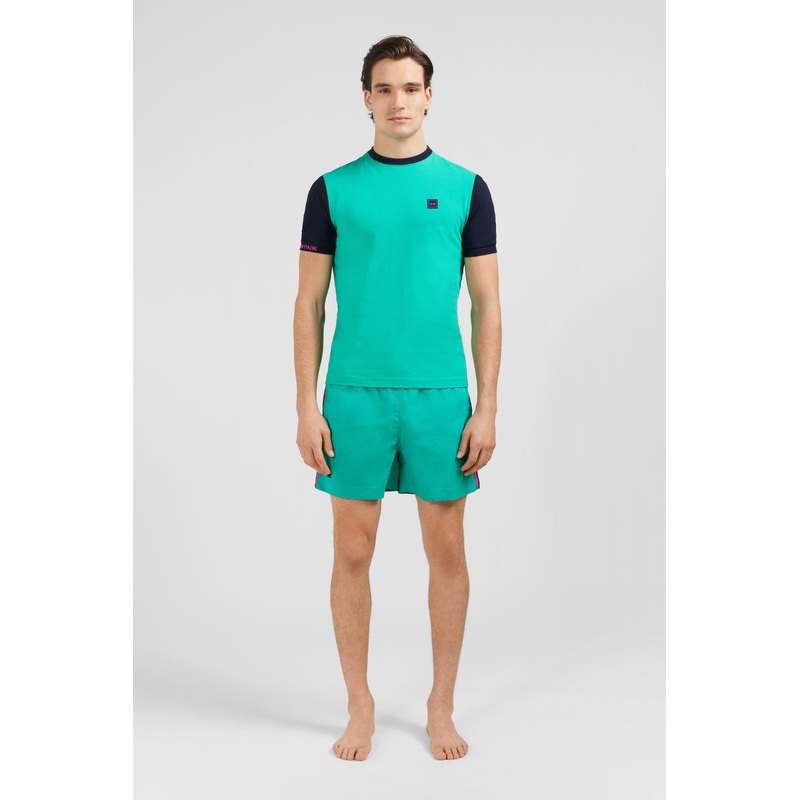 Green Colour-Block T-Shirt