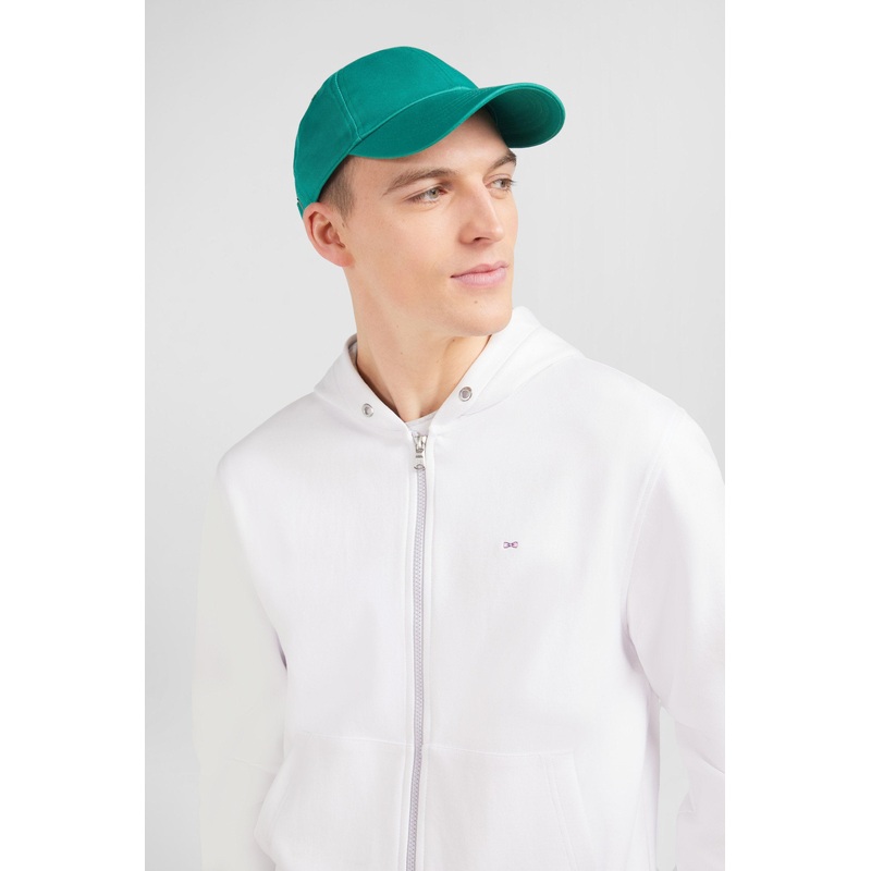 Green Cotton Canvas Cap With Bow Tie Embroidery