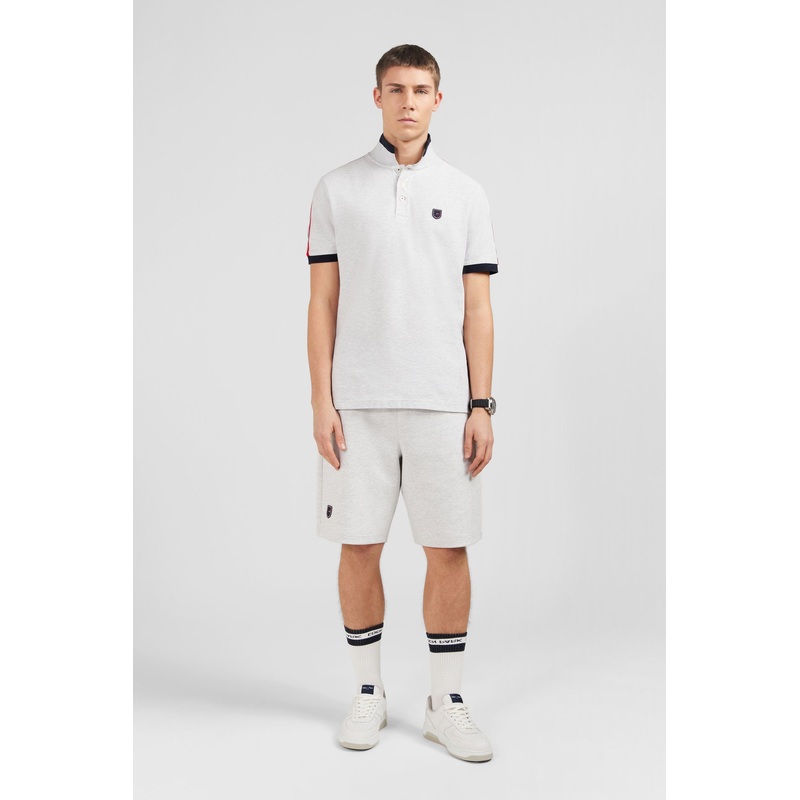 Grey Marled Short-Sleeved Polo Shirt