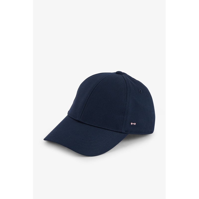 Navy Blue Cotton Canvas Cap With Bow Tie Embroidery