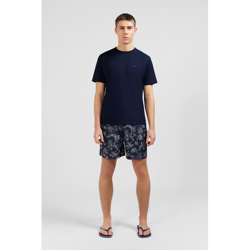 Navy Blue T-Shirt In Flamme Cotton