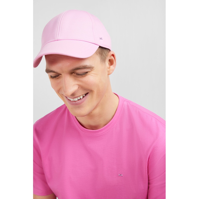 Pink Cotton Canvas Cap With Bow Tie Embroidery