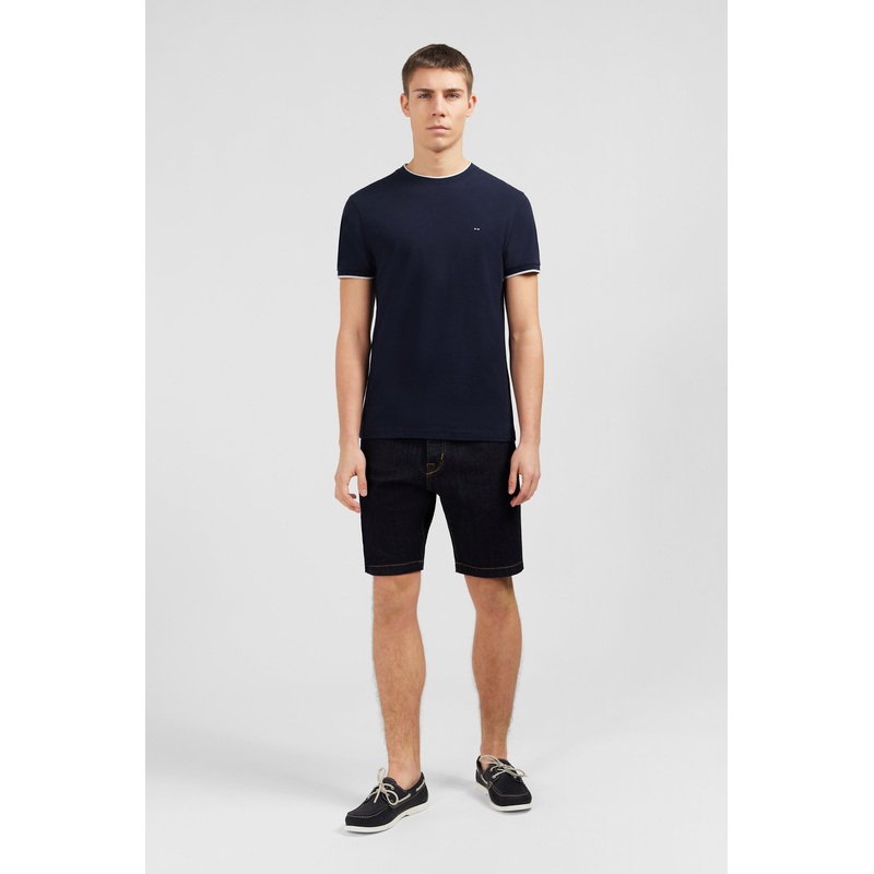 Plain Dark Blue Short-Sleeved T-Shirt