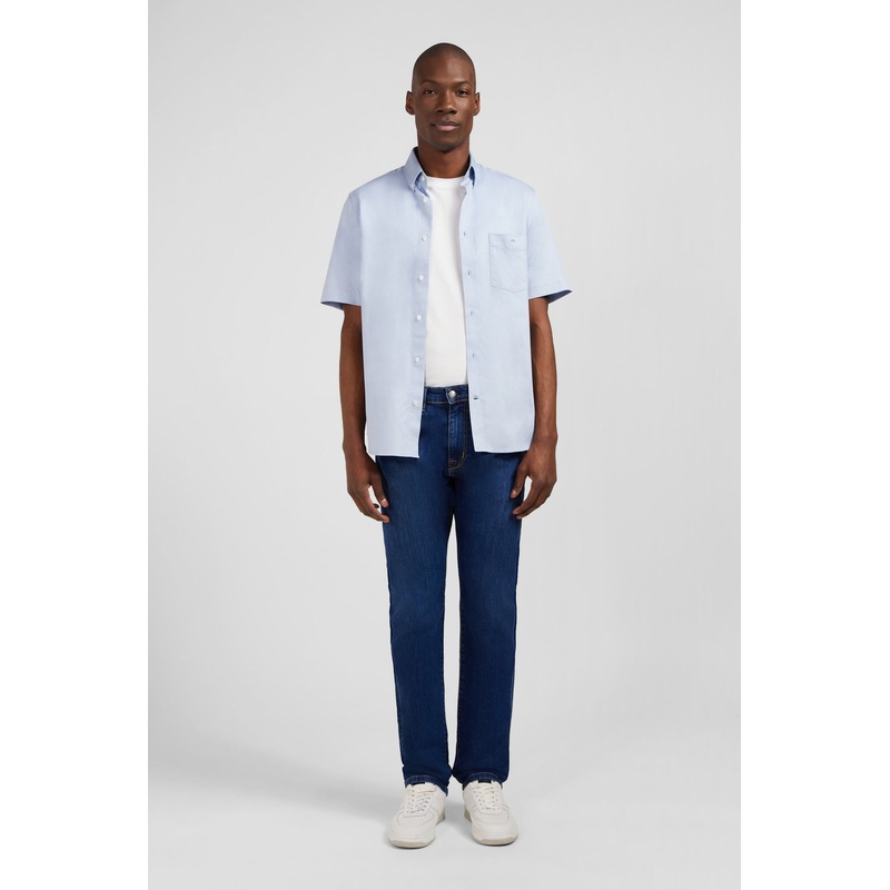 Raw Denim Stretch Cotton Jeans In Regular Fit