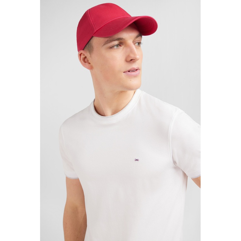 Red Cotton Canvas Cap With Bow Tie Embroidery