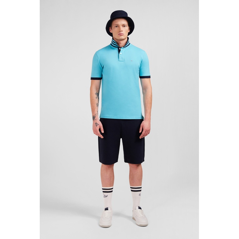 Turquoise Blue Short-Sleeved Polo Shirt
