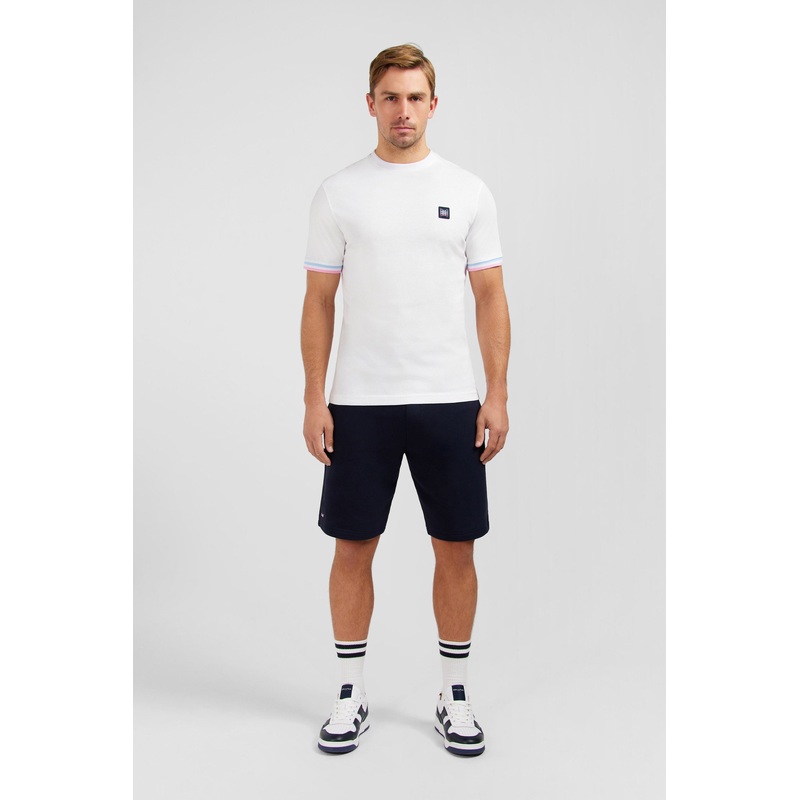 White Short-Sleeved T-Shirt With Embossed Logo