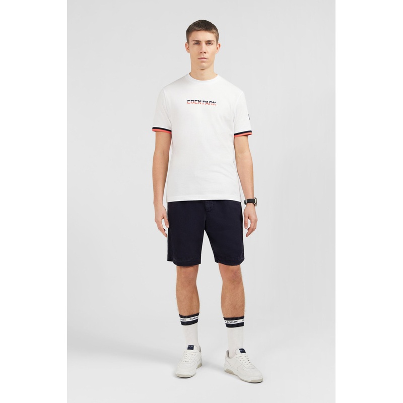 White T-Shirt With Two-Tone Eden Park Embroidery
