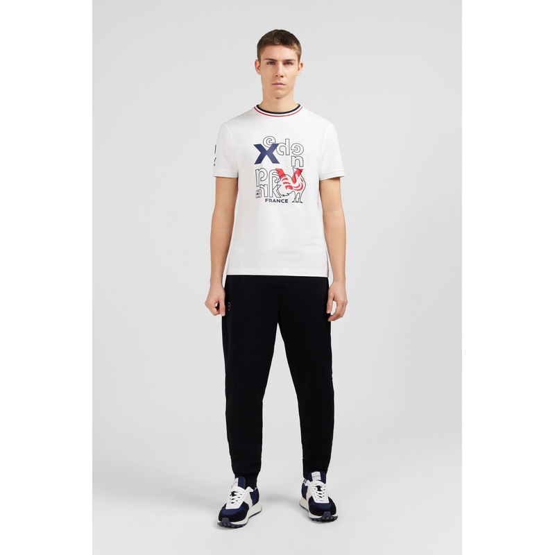XV De France White Printed Short-Sleeved T-Shirt