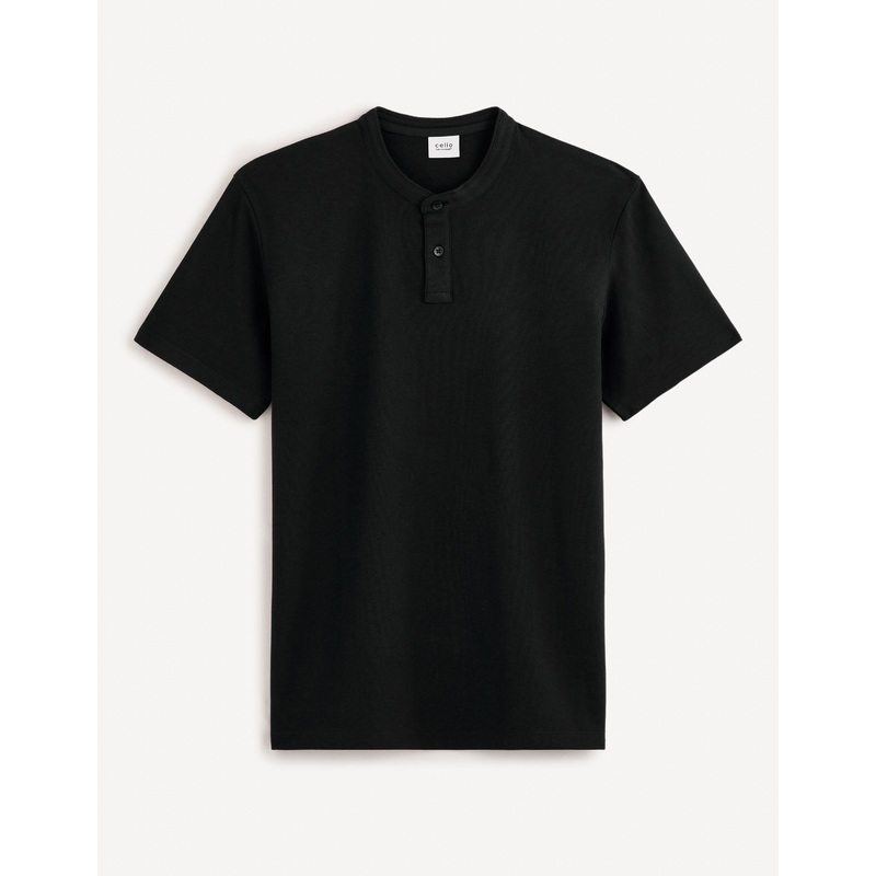 Cotton Polo Shirt With Mandarin Collar