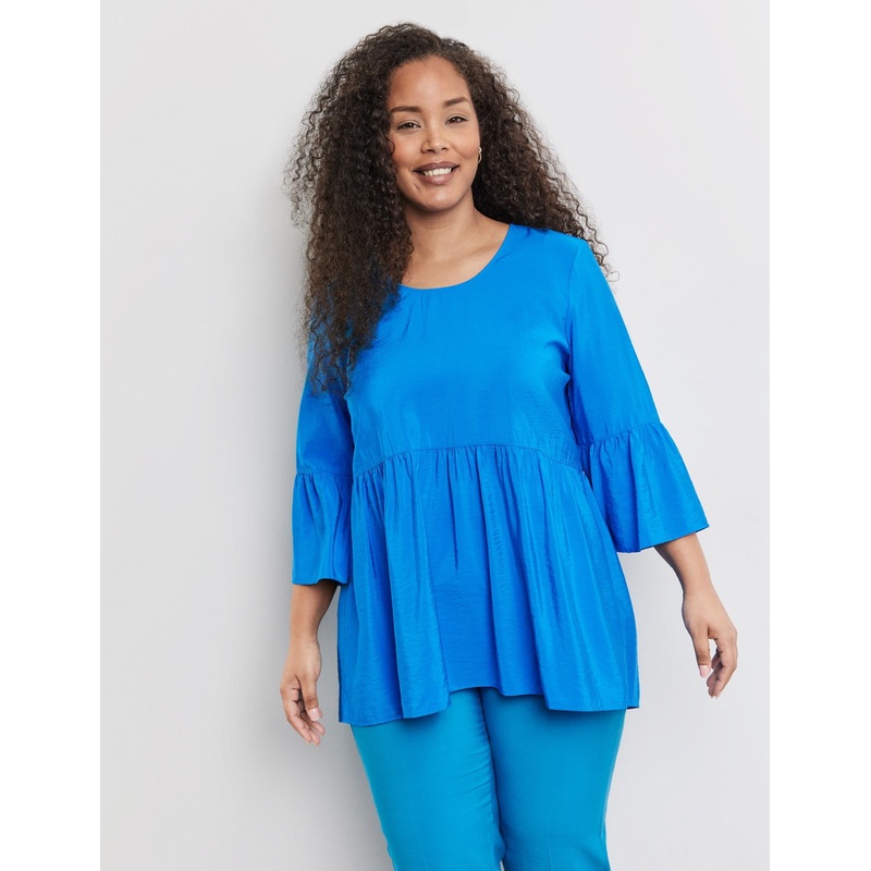 Flared Blouse With Flounces