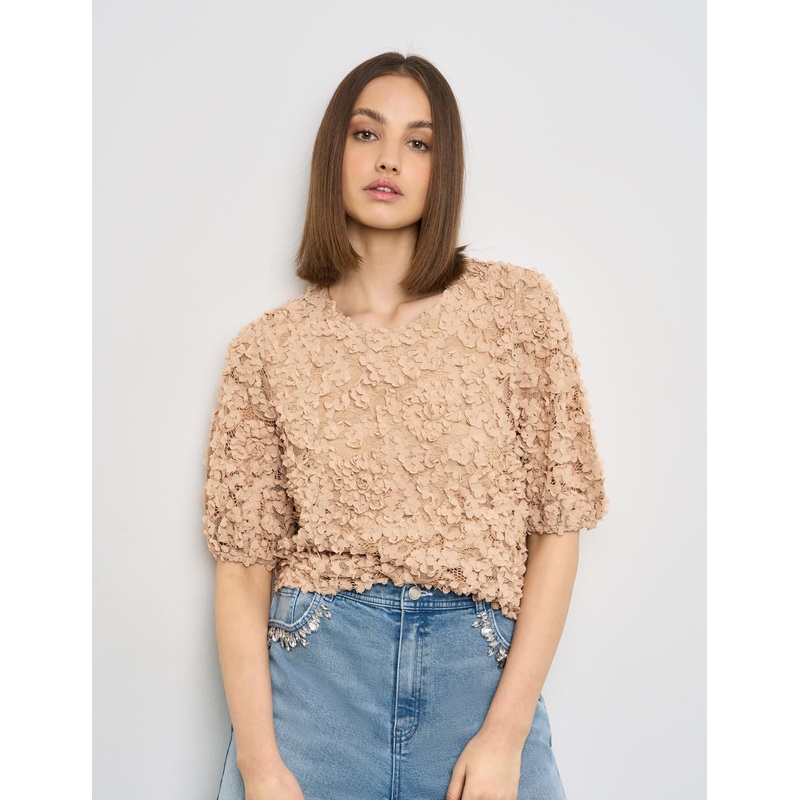 Lace Top With Floral Decoration