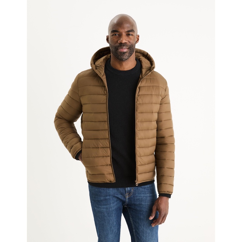 Light Hooded Down Jacket - Light Brown