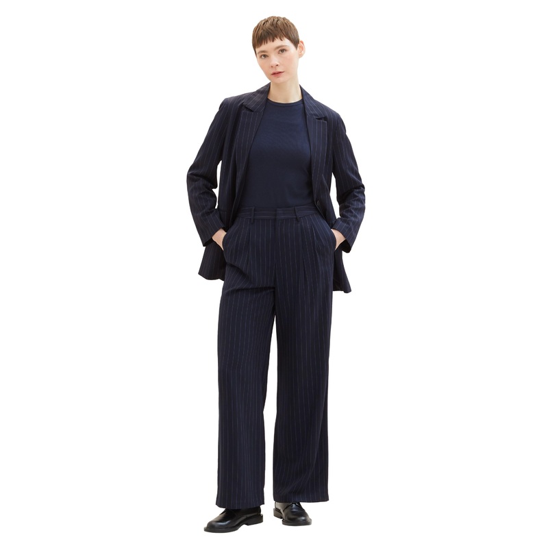 Striped Pleated Wide Leg Pants