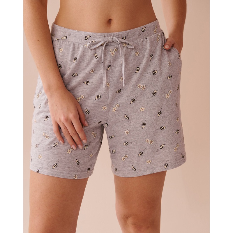 Bee Print Cotton Bermuda Shorts