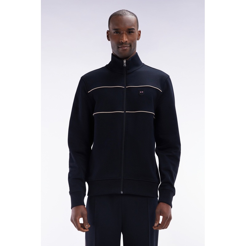 Black Cotton-Blend Zip-Up Sweatshirt