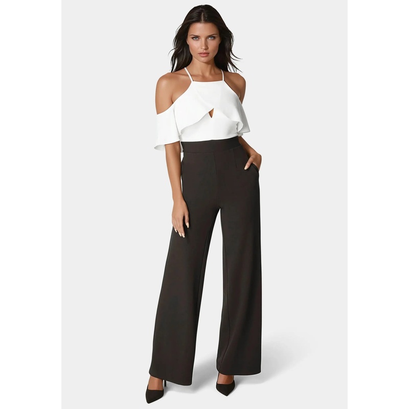 Cold Shoulder Palazzo Leg Jumpsuit