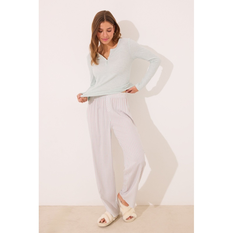 Long Pyjamas with Green Striped