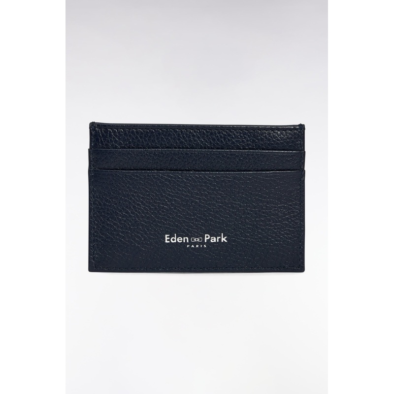 Navy Grained Leather Card Holder