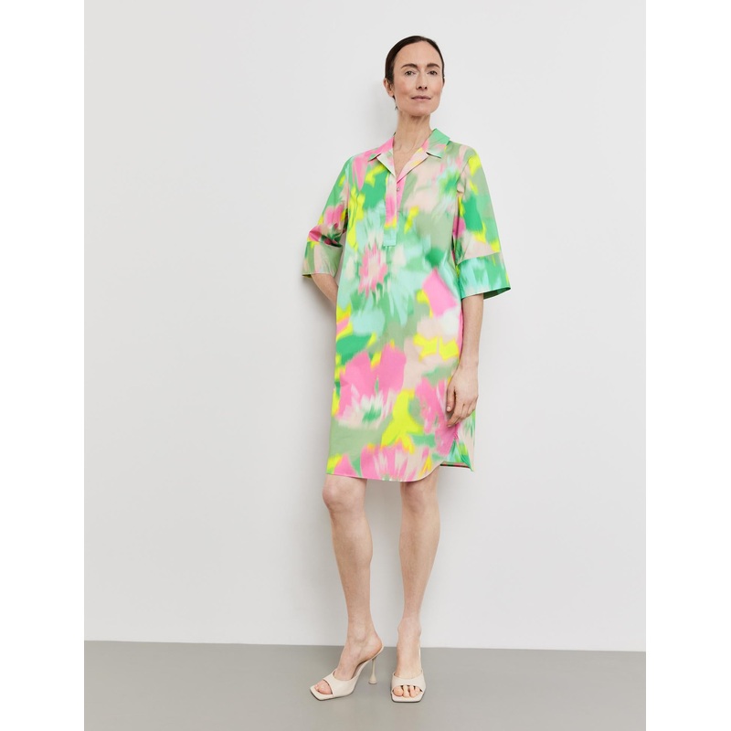 Patterned Dress With An Inverted Pleat