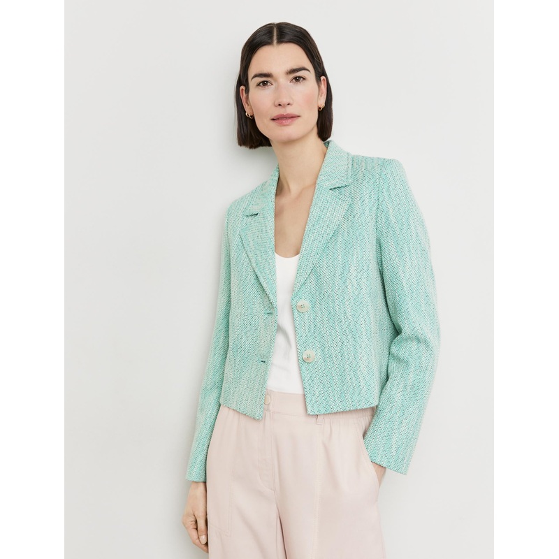 Short Blazer Jacket Made Of Textured Fabric