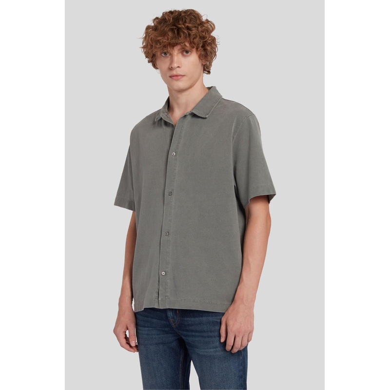 Ss Polo Shirt Mineral Dye Dusty Grey