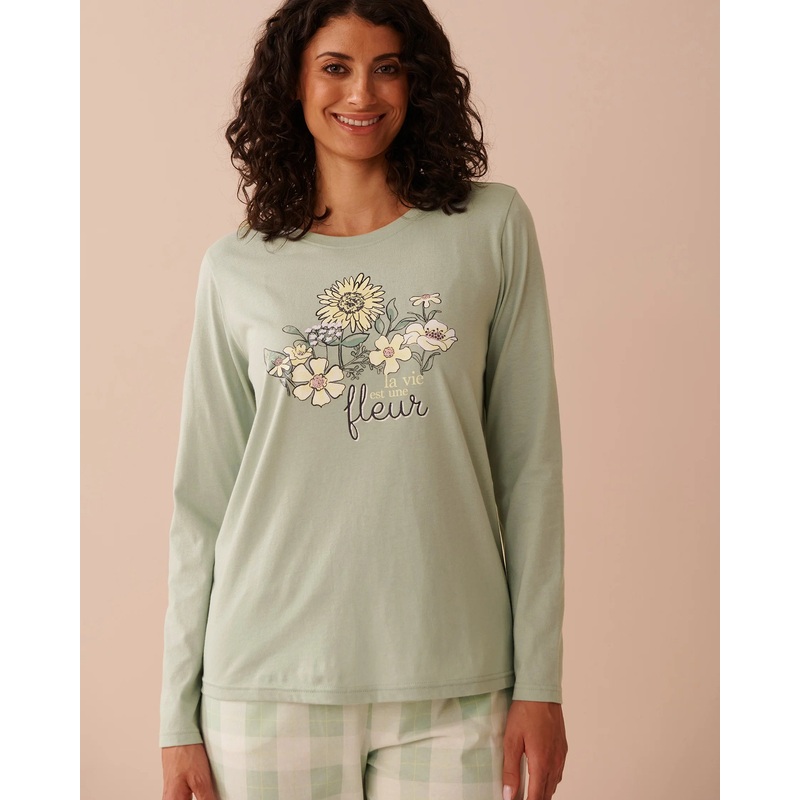 Sunflower Print Cotton Long Sleeve Shirt