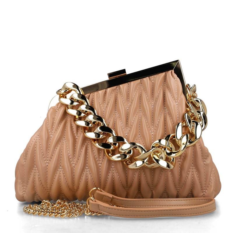 Beige Handbag With Chain Strap