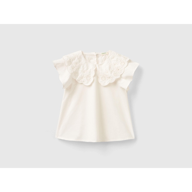 Blouse With Embroidered Collar