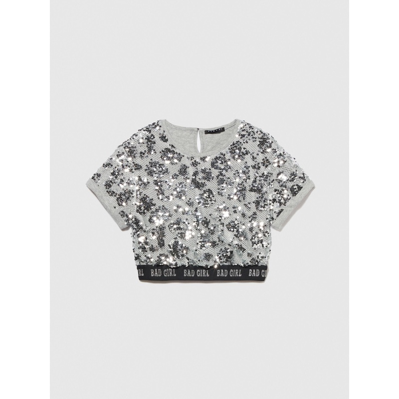 Blouse With Mesh And Sequins