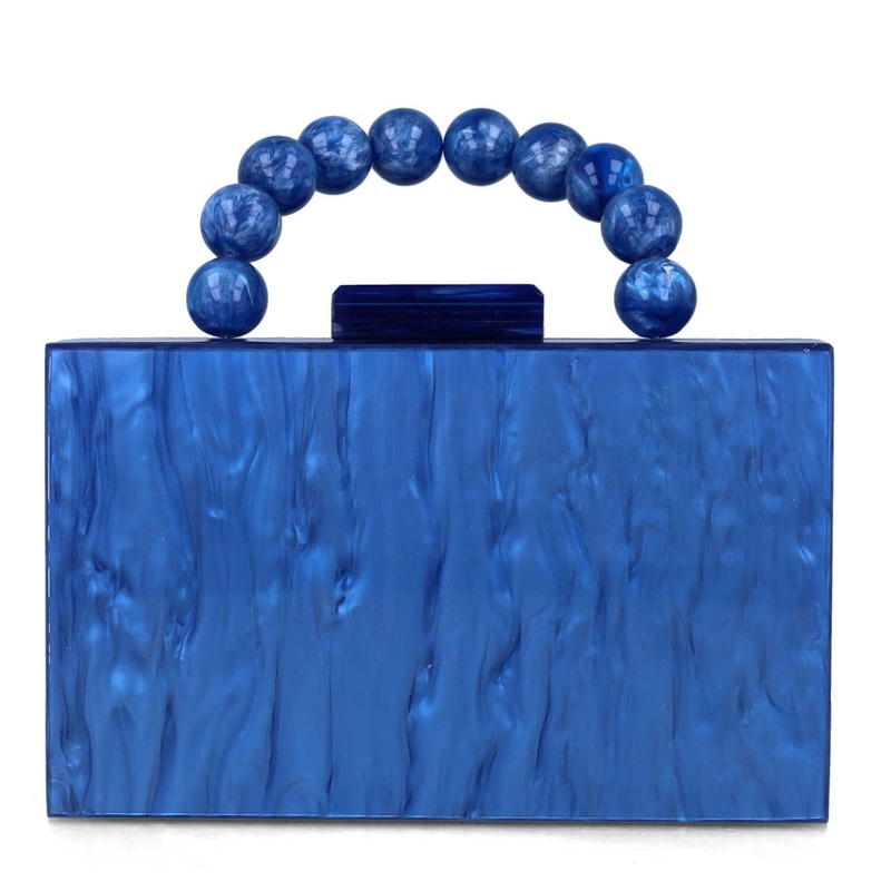 Blue Handbag With Beaded Strap