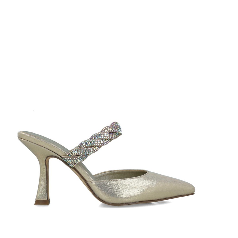 Gold Sandal With Embellished Strap