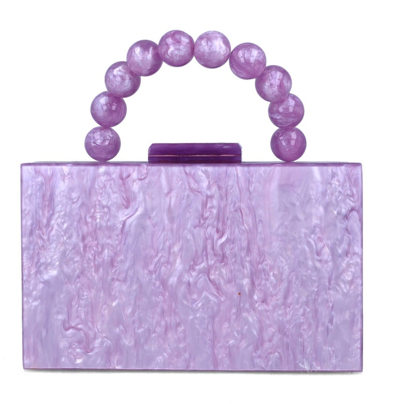 Lilac Handbag With Beaded Strap