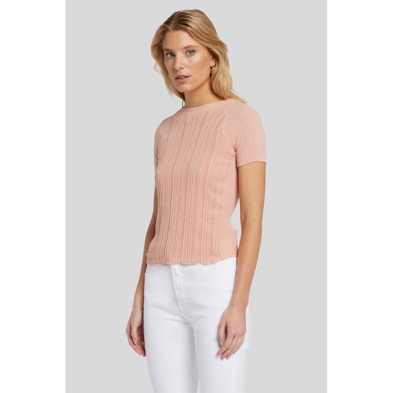 Mixed Stitch Tee Pointelle Spanish Villa