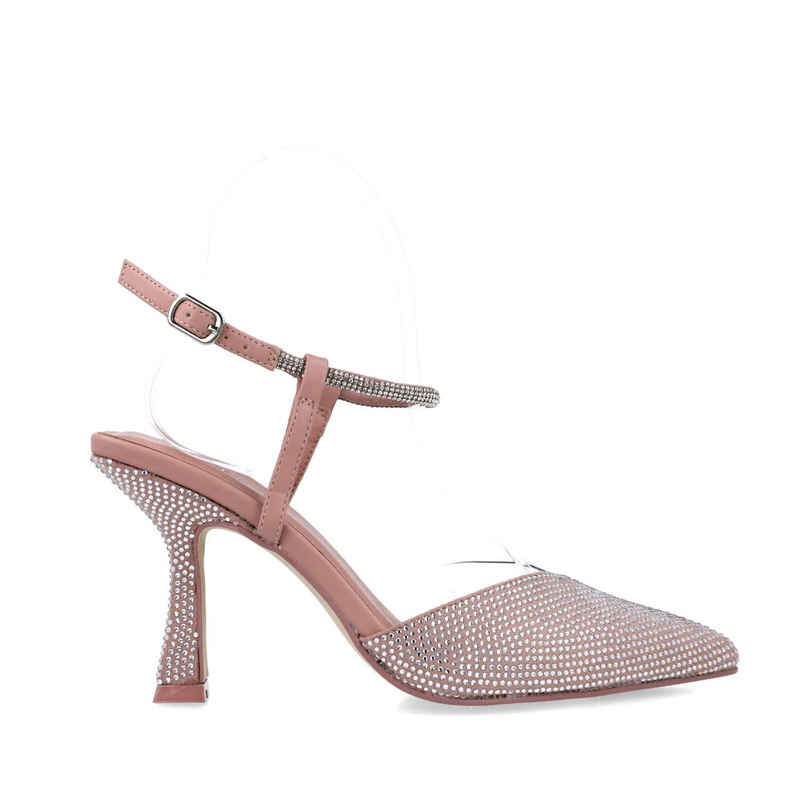 Nude Pumps With Ankle Strap