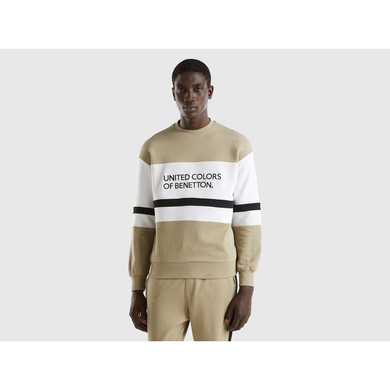 Sage Green Sweat-Shirt With Logo Stripe