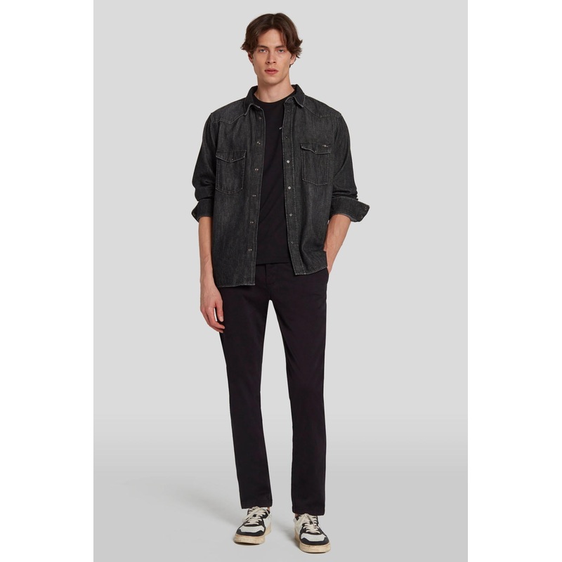 Slimmy Chino Tap. Luxe Performance Sateen Black