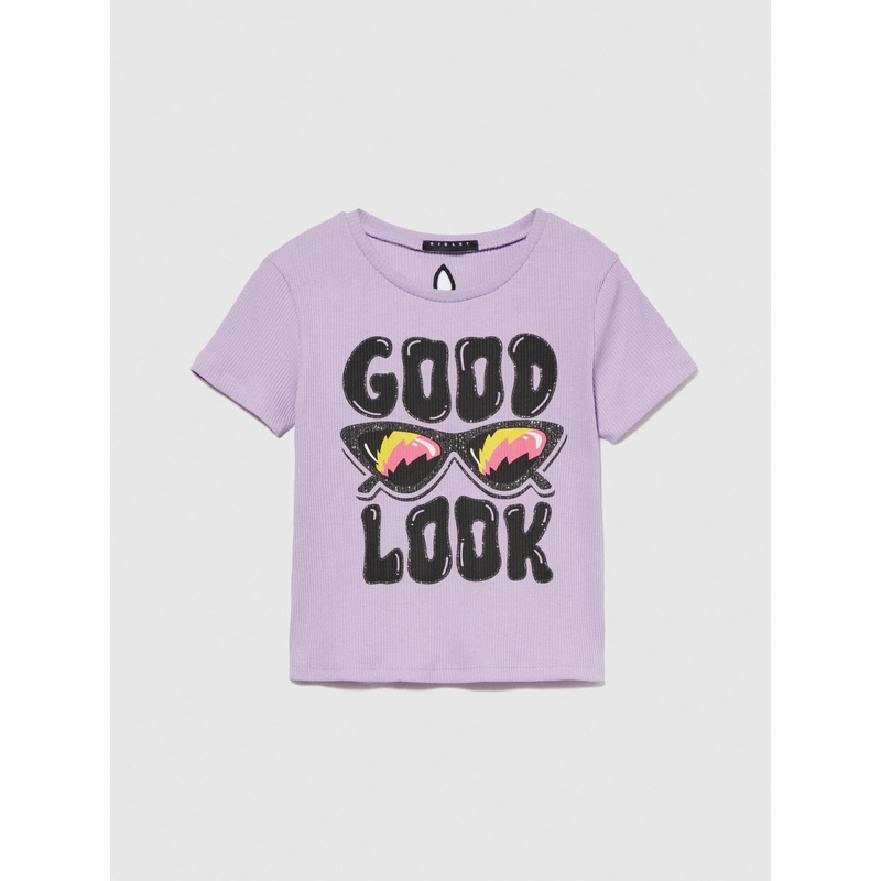 T-Shirt With Print And Cut-Out