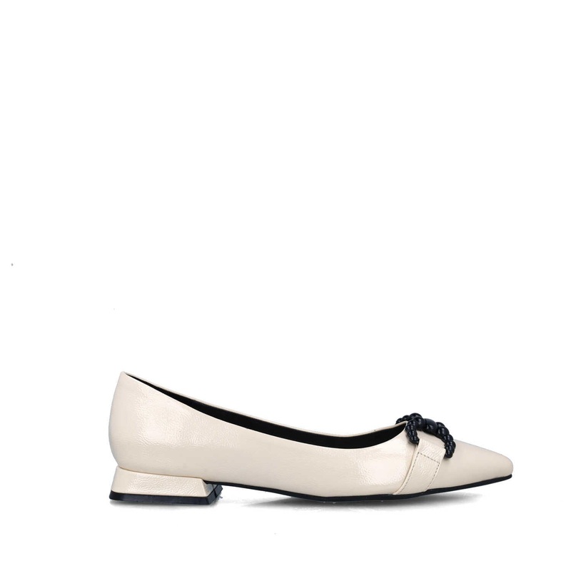 White Flats With Buckle