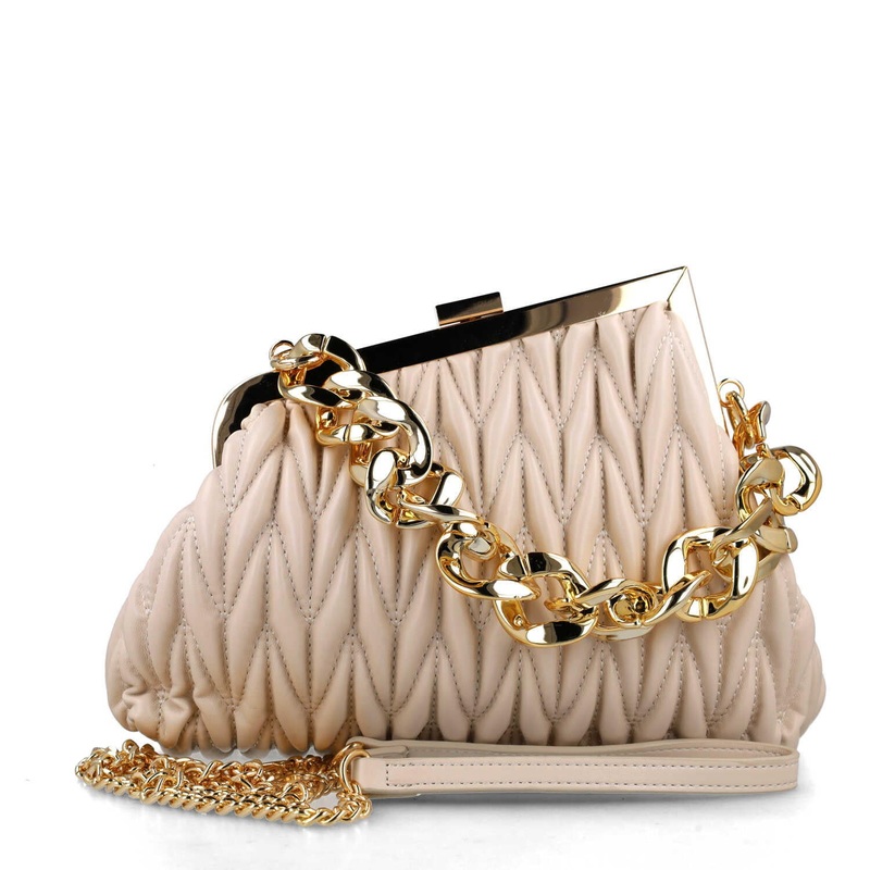 White Handbag With Chain Strap