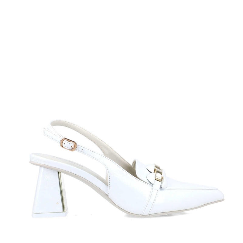 White Slingback Pumps