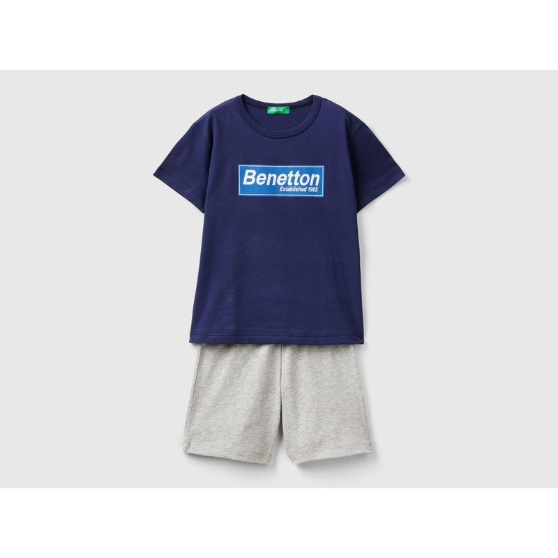 100% Cotton T-Shirt And Bermuda Shorts Set