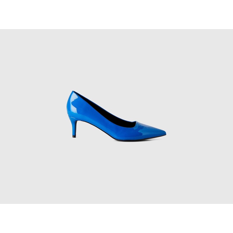 Blue Pump With Patent Heel