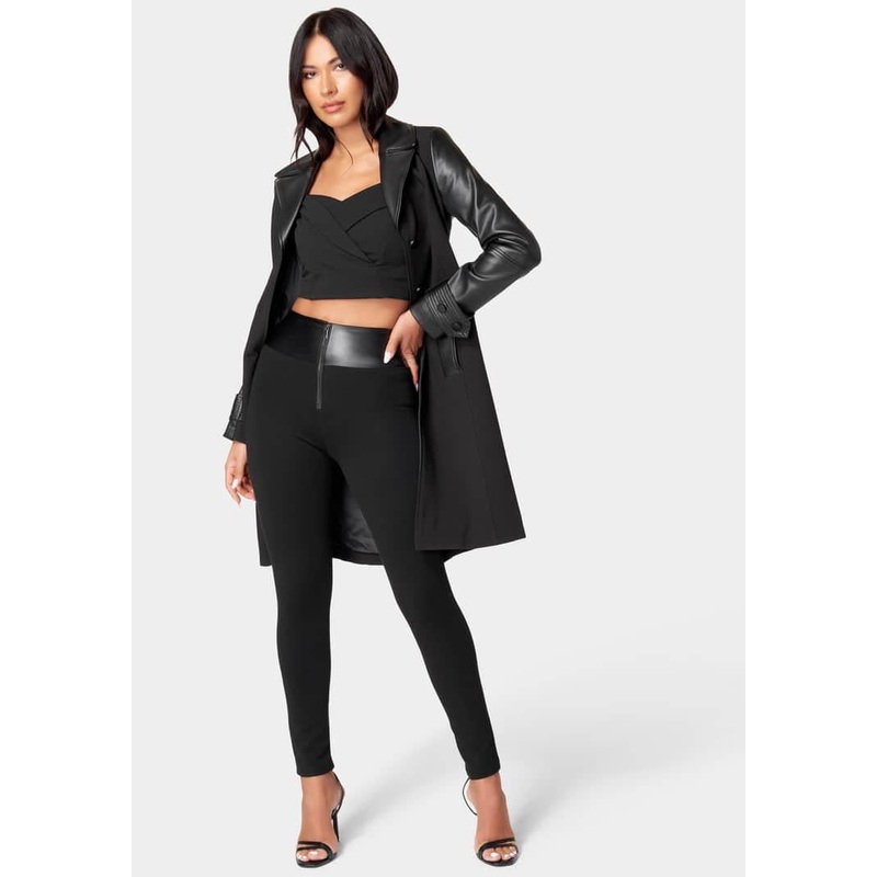 High Waisted Vegan Leather Waist Band Pdr Legging