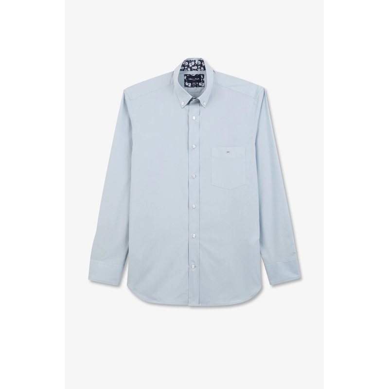 Light Blue Shirt With Floral Elbow Patches