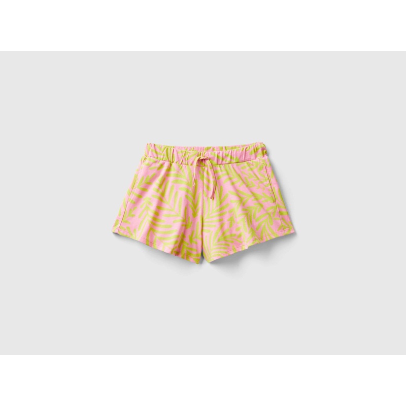 Light Pink Shorts With Tropical Print